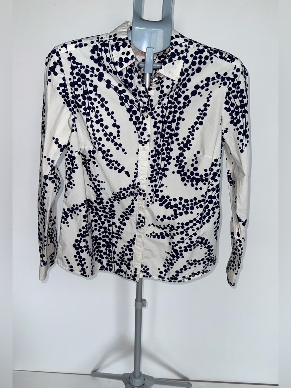 Boden Classic Shirt Women's Navy Ivory Botanical Print 100% Cotton Button Down